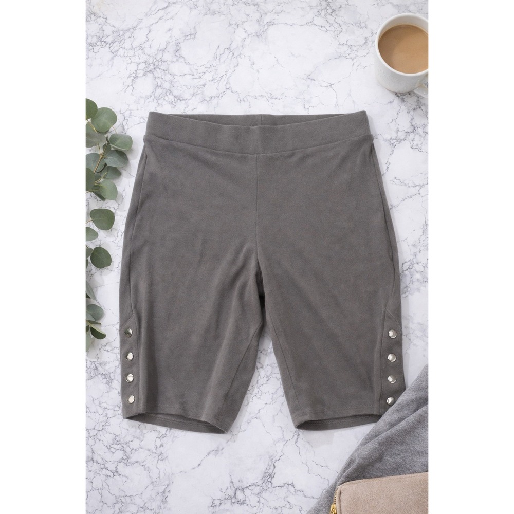 New Torrid Active Bike Shorts Pull On Stretch Cotton Knit Snap Gray Size 0 Large